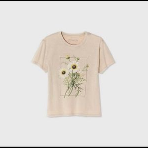 Fifth Sun Taupe Floral T-Shirt Size Large EUC